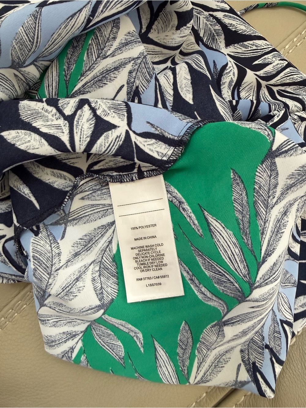 Michael Kors Green, Navy & Light Blue Leaf Print Camisole